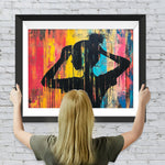 Buntes Graffiti eines Mädchens mit Haarknoten Diamond Painting