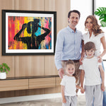 Buntes Graffiti eines Mädchens mit Haarknoten Diamond Painting