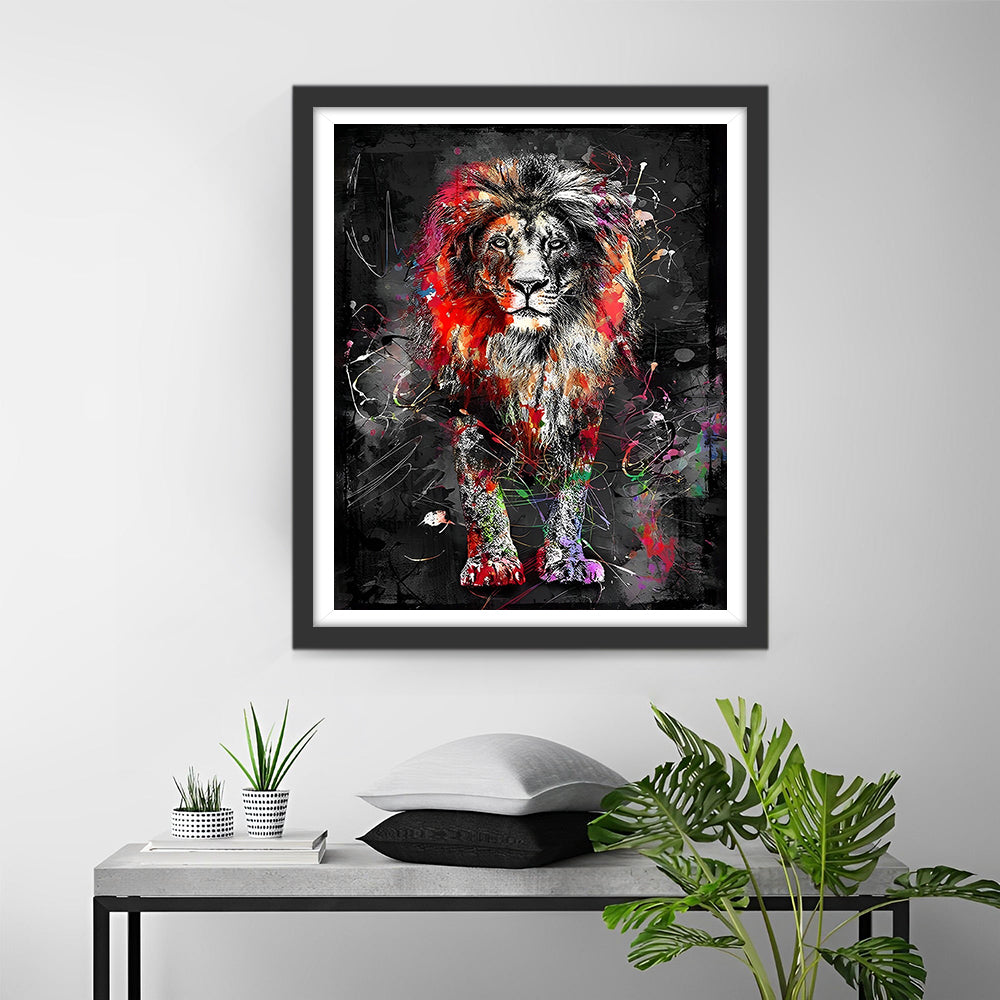 Buntes Graffiti Löwe im Dunkeln Diamond Painting