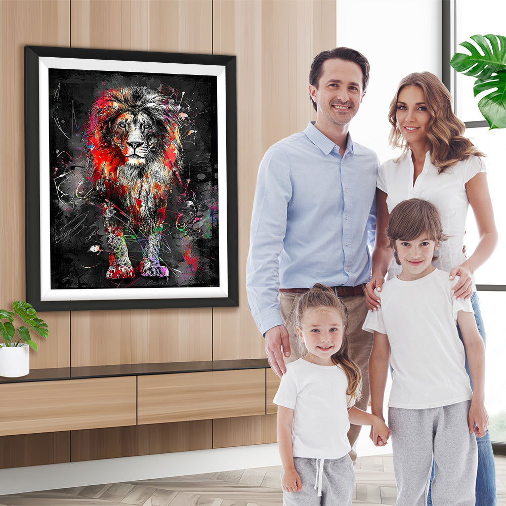 Buntes Graffiti Löwe im Dunkeln Diamond Painting