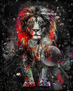 Buntes Graffiti Löwe im Dunkeln Diamond Painting