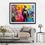 Buntes Graffiti und Mann mit Rucksack Diamond Painting