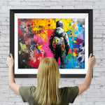 Buntes Graffiti und Mann mit Rucksack Diamond Painting