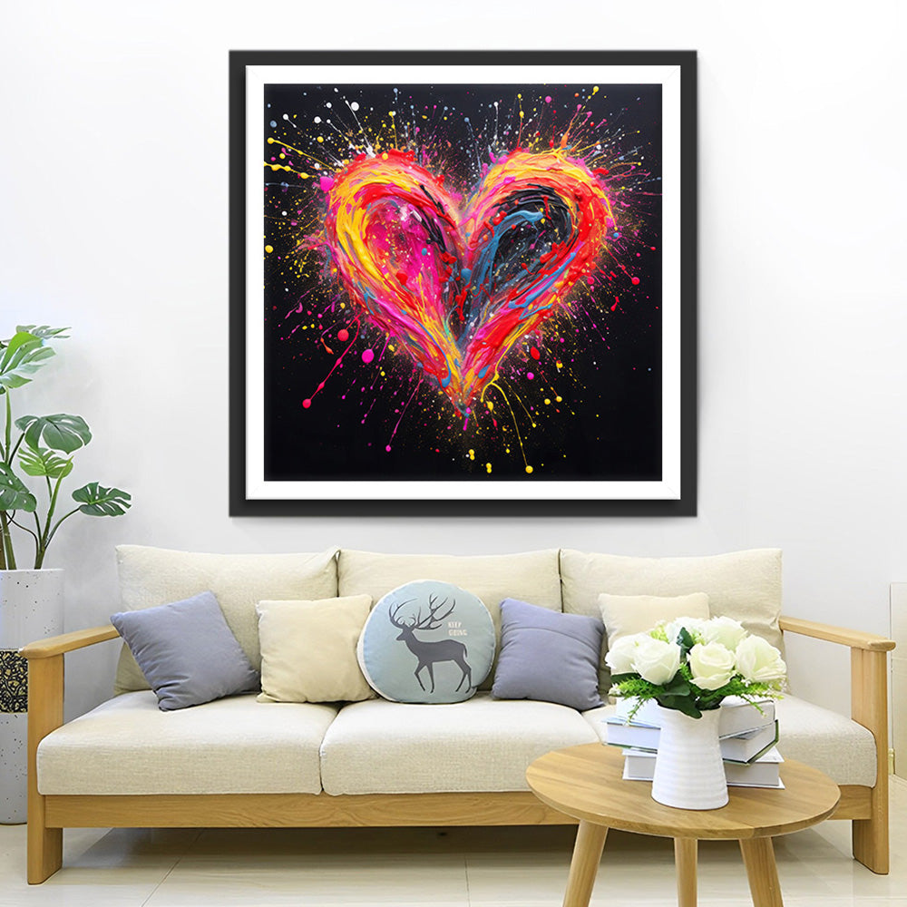 Buntes Herz im Dunkeln Diamond Painting