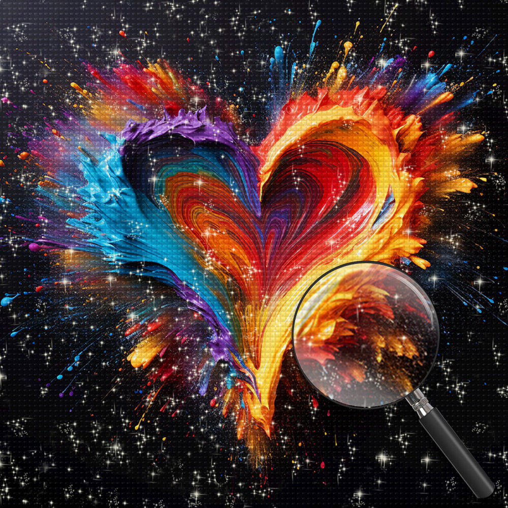 Buntes Herz im Dunkeln Diamond Painting