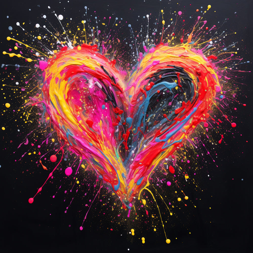 Buntes Herz im Dunkeln Diamond Painting