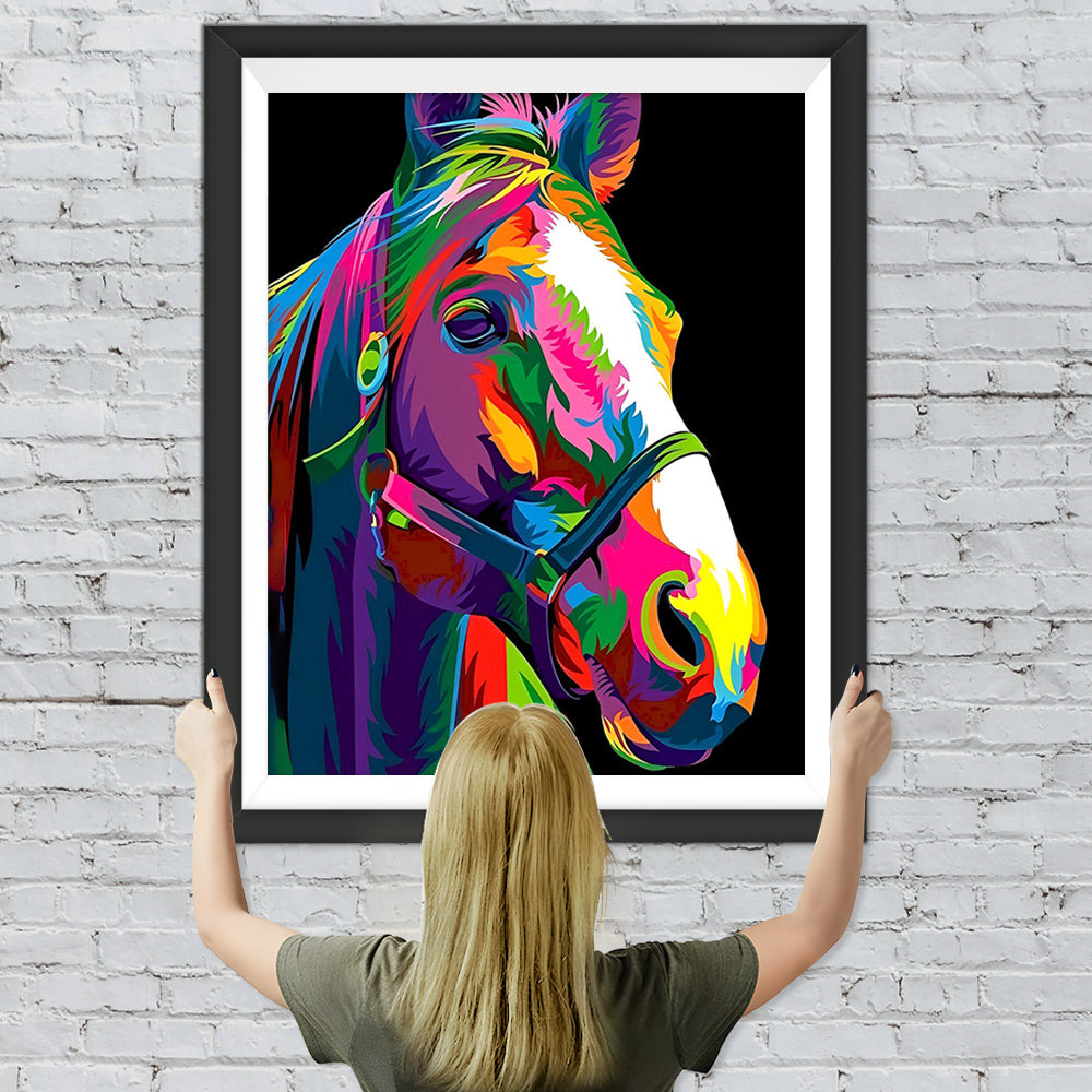 Buntes Pferd im Dunkeln Diamond Painting