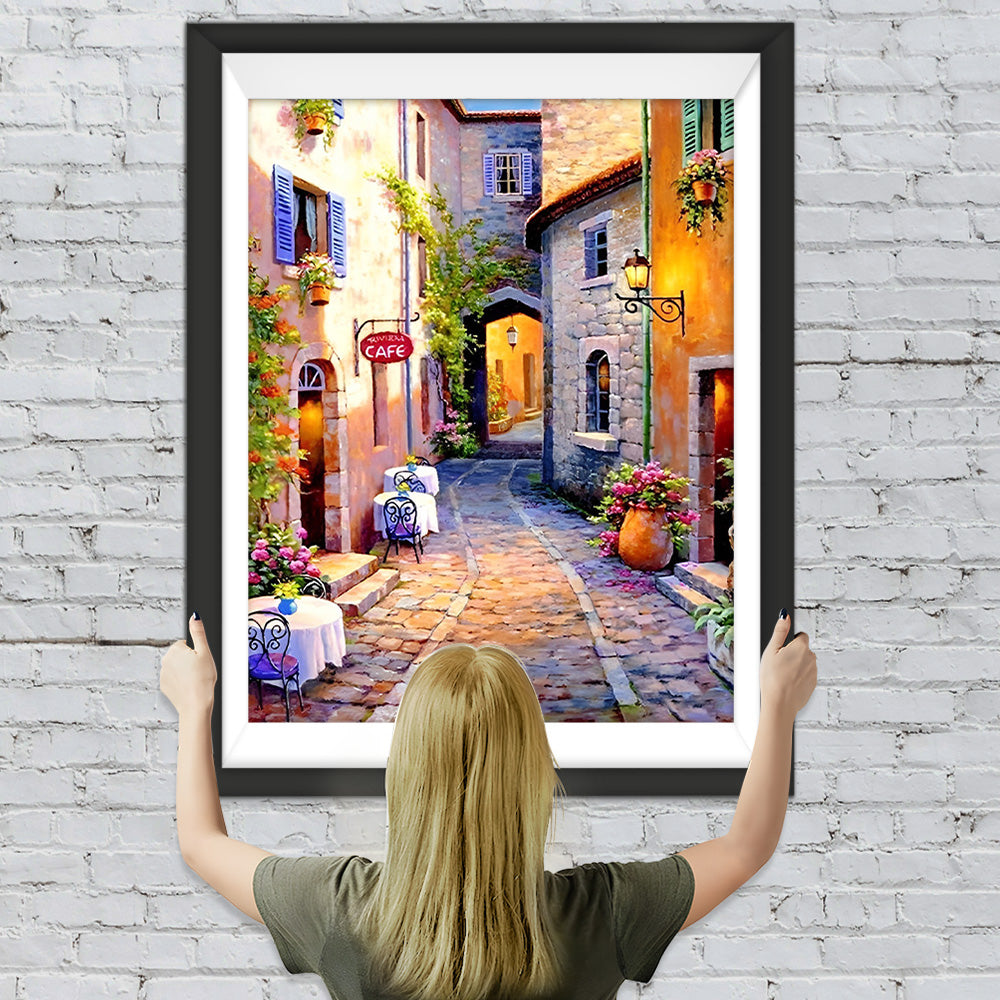 Café in Stadtgassen Diamond Painting