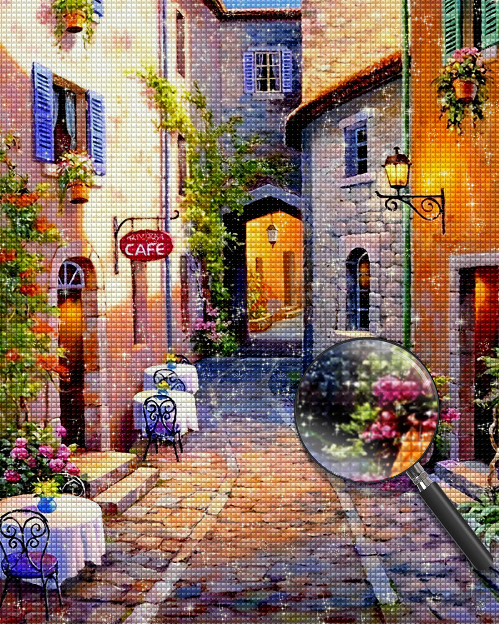 Café in Stadtgassen Diamond Painting