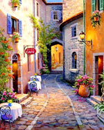 Café in Stadtgassen Diamond Painting