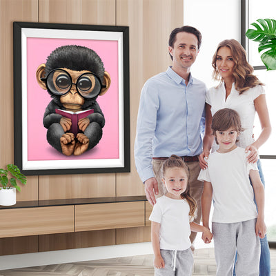 Cartoon-Affe mit Brille Diamond Painting