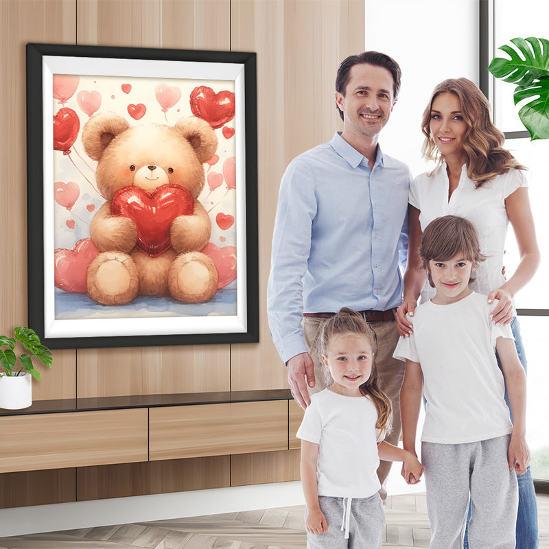 Cartoon-Bär und Liebesballons Diamond Painting