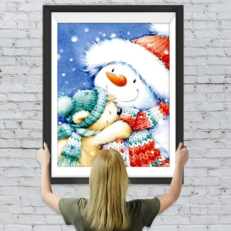 Cartoon Bärchen und Schneemann Diamond Painting