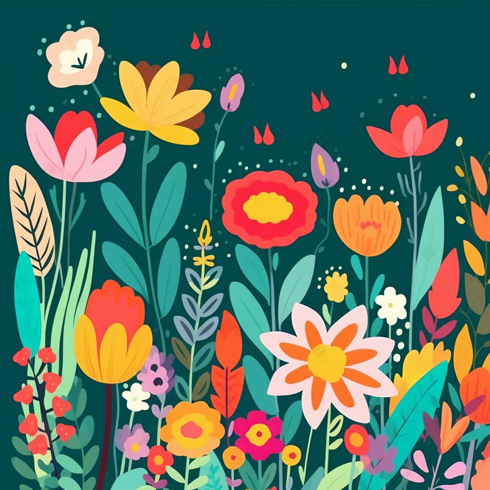 Cartoon-Blumen Diamond Painting