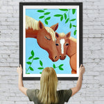 Cartoon Braunes Pferdepaar Diamond Painting