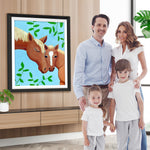 Cartoon Braunes Pferdepaar Diamond Painting