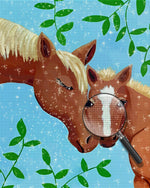 Cartoon Braunes Pferdepaar Diamond Painting