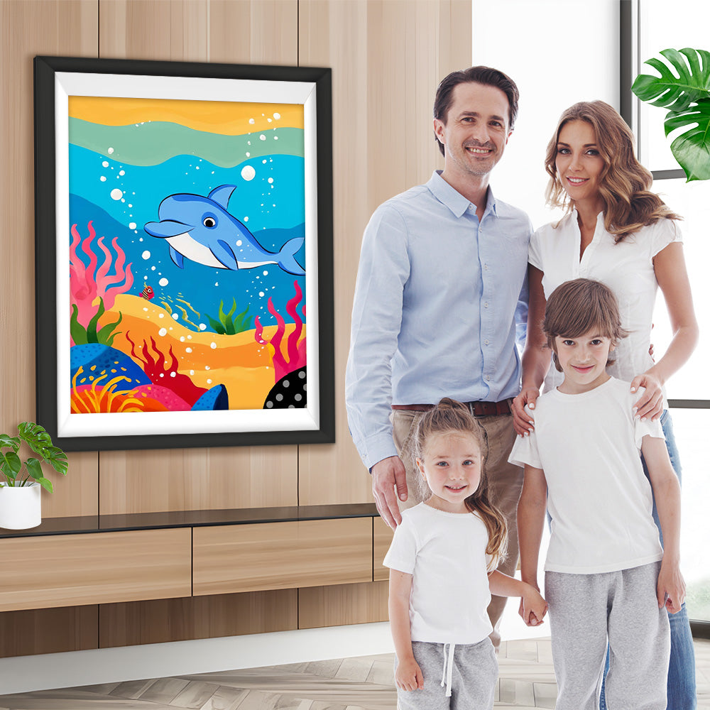 Cartoon-Delfin im Meer Diamond Painting