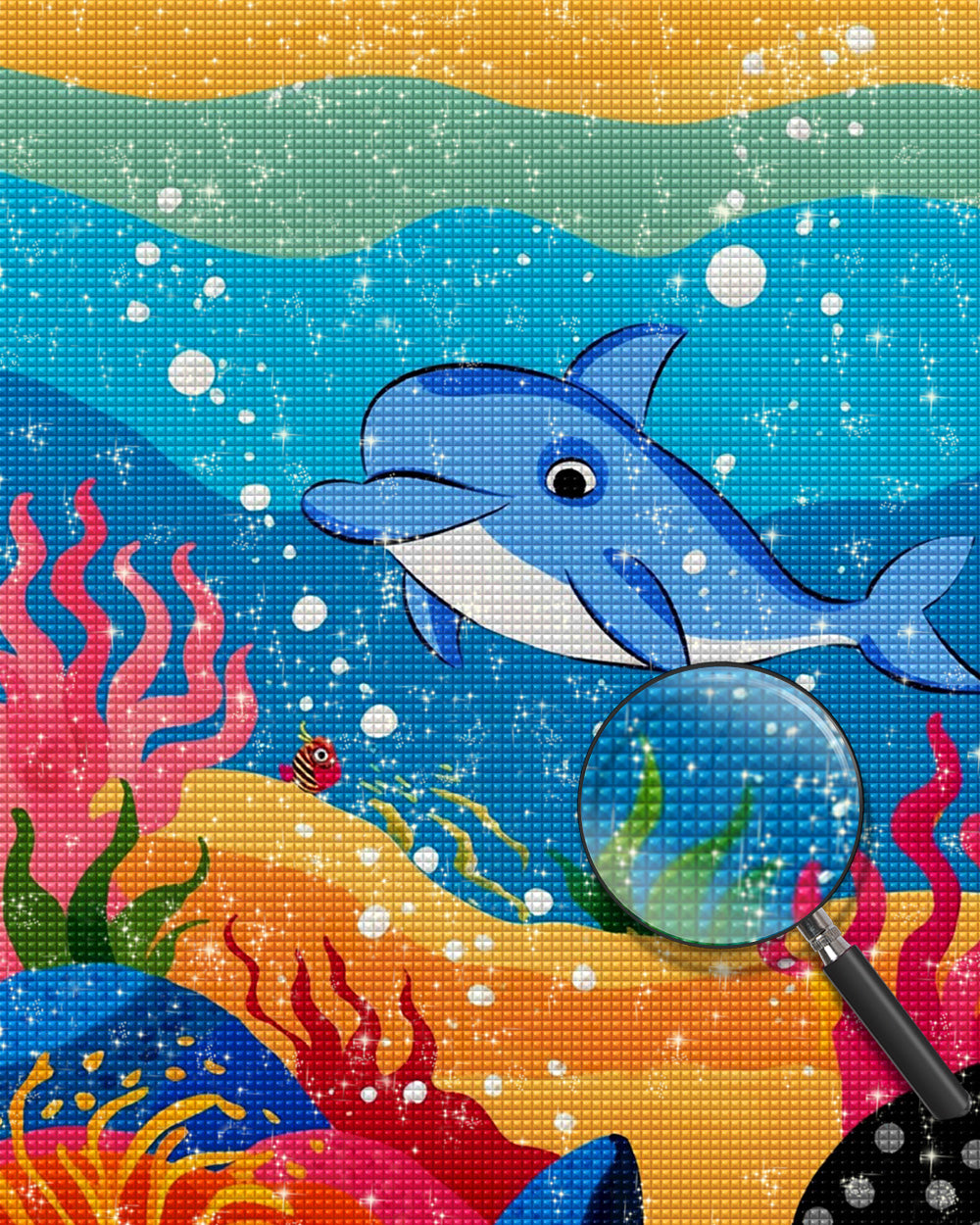 Cartoon-Delfin im Meer Diamond Painting