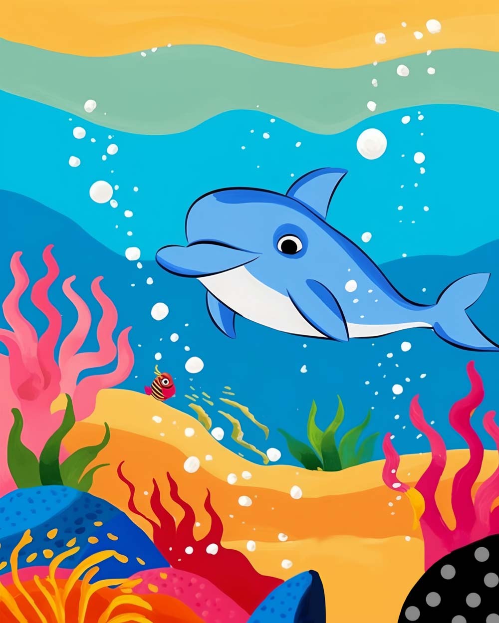 Cartoon-Delfin im Meer Diamond Painting