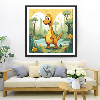 Cartoon Dinosaurier im Dschungel Diamond Painting