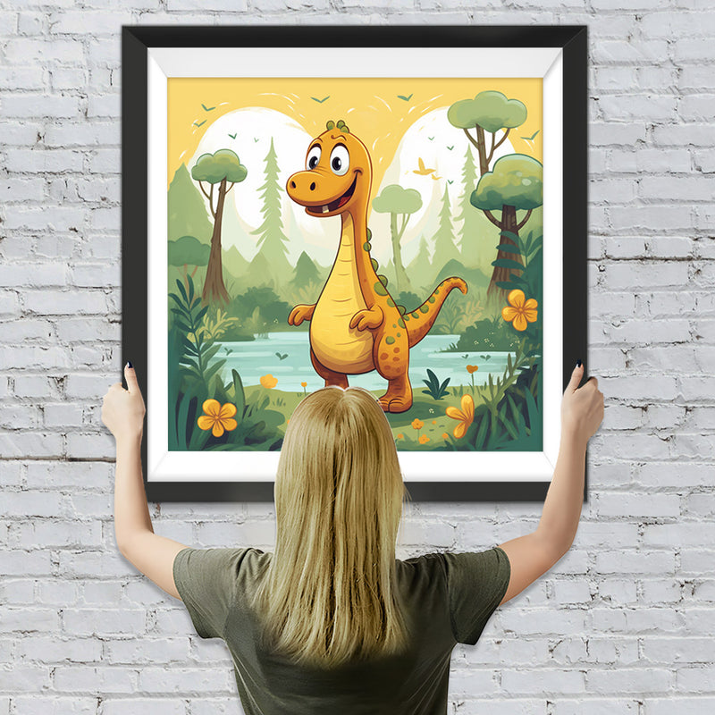 Cartoon Dinosaurier im Dschungel Diamond Painting