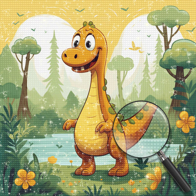 Cartoon Dinosaurier im Dschungel Diamond Painting