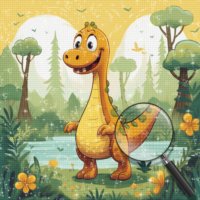 Cartoon Dinosaurier im Dschungel Diamond Painting