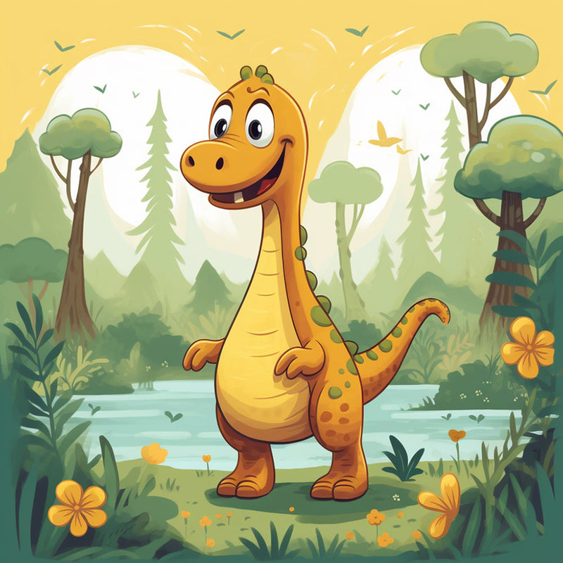 Cartoon Dinosaurier im Dschungel Diamond Painting