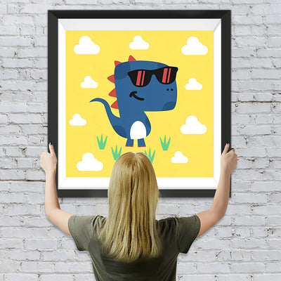 Cartoon-Dinosaurier mit Sonnenbrille Diamond Painting