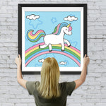 Cartoon Einhorn auf dem Regenbogen Diamond Painting