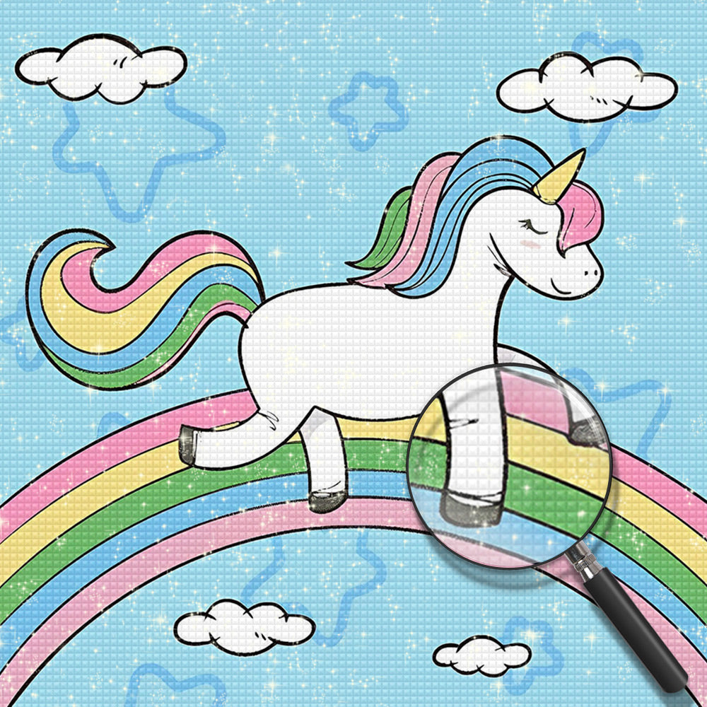 Cartoon Einhorn auf dem Regenbogen Diamond Painting
