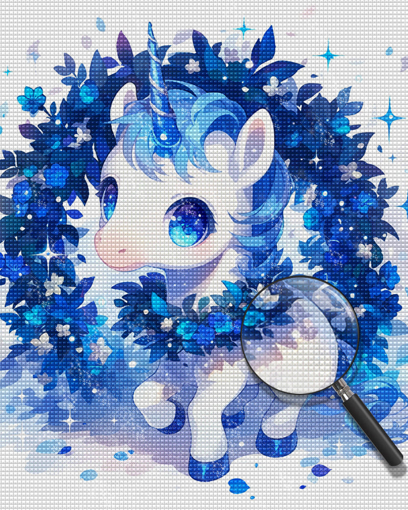 Cartoon Einhorn mit Blauem Haar Diamond Painting