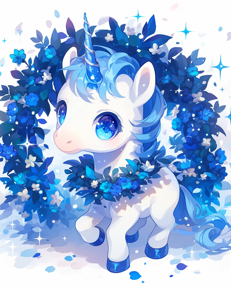 Cartoon Einhorn mit Blauem Haar Diamond Painting