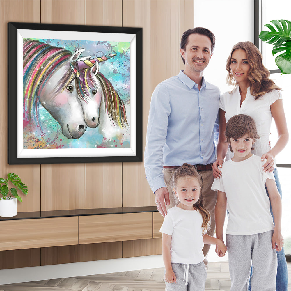 Cartoon Einhorn-Mutter und -Sohn Diamond Painting