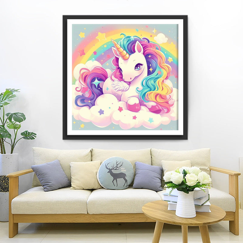 Cartoon Einhorn und Regenbogen Diamond Painting