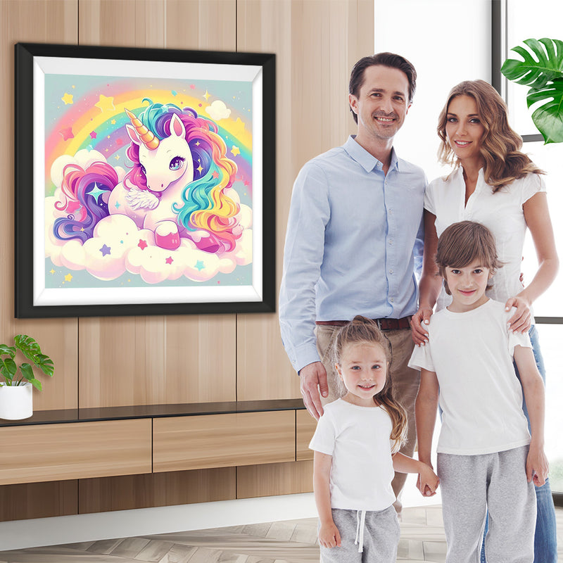 Cartoon Einhorn und Regenbogen Diamond Painting