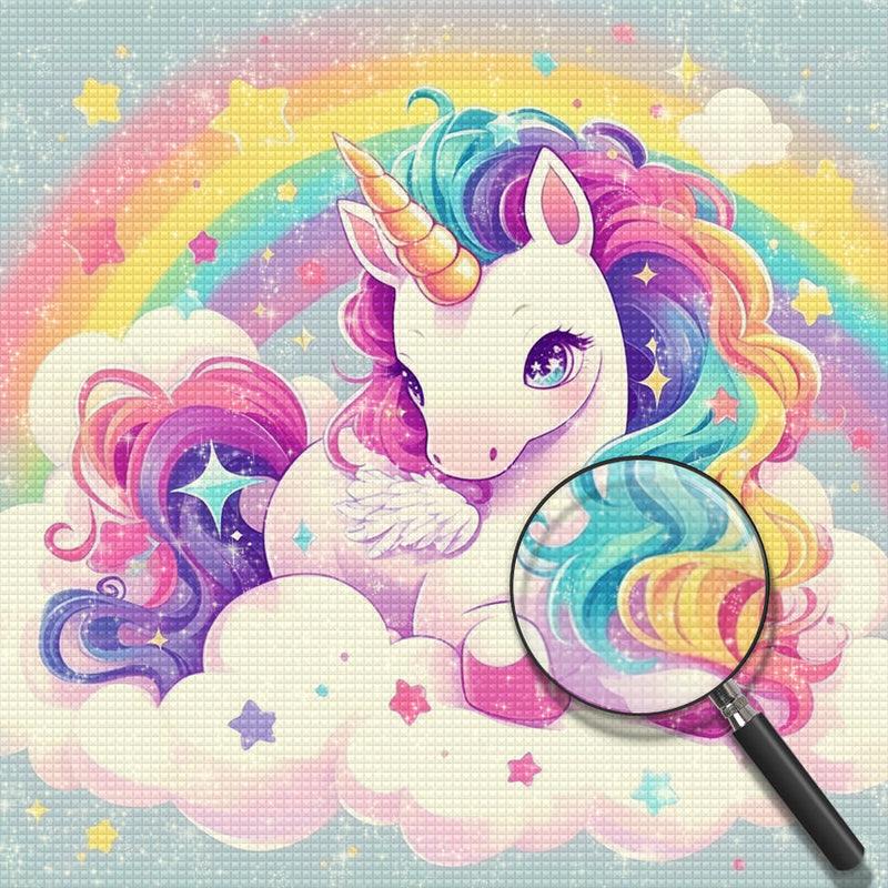 Cartoon Einhorn und Regenbogen Diamond Painting