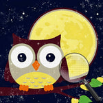 Cartoon Eule und Mond Diamond Painting