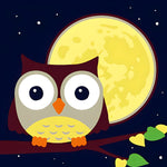 Cartoon Eule und Mond Diamond Painting