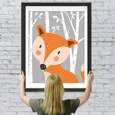 Cartoon Fuchs und Bäume Diamond Painting