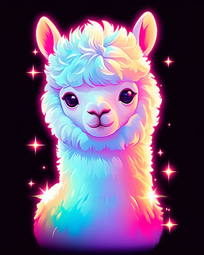Cartoon Glühendes Alpaka Diamond Painting