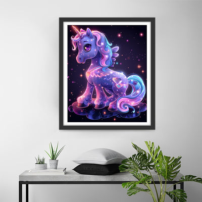 Cartoon Glühendes Lila Einhorn Diamond Painting