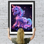 Cartoon Glühendes Lila Einhorn Diamond Painting