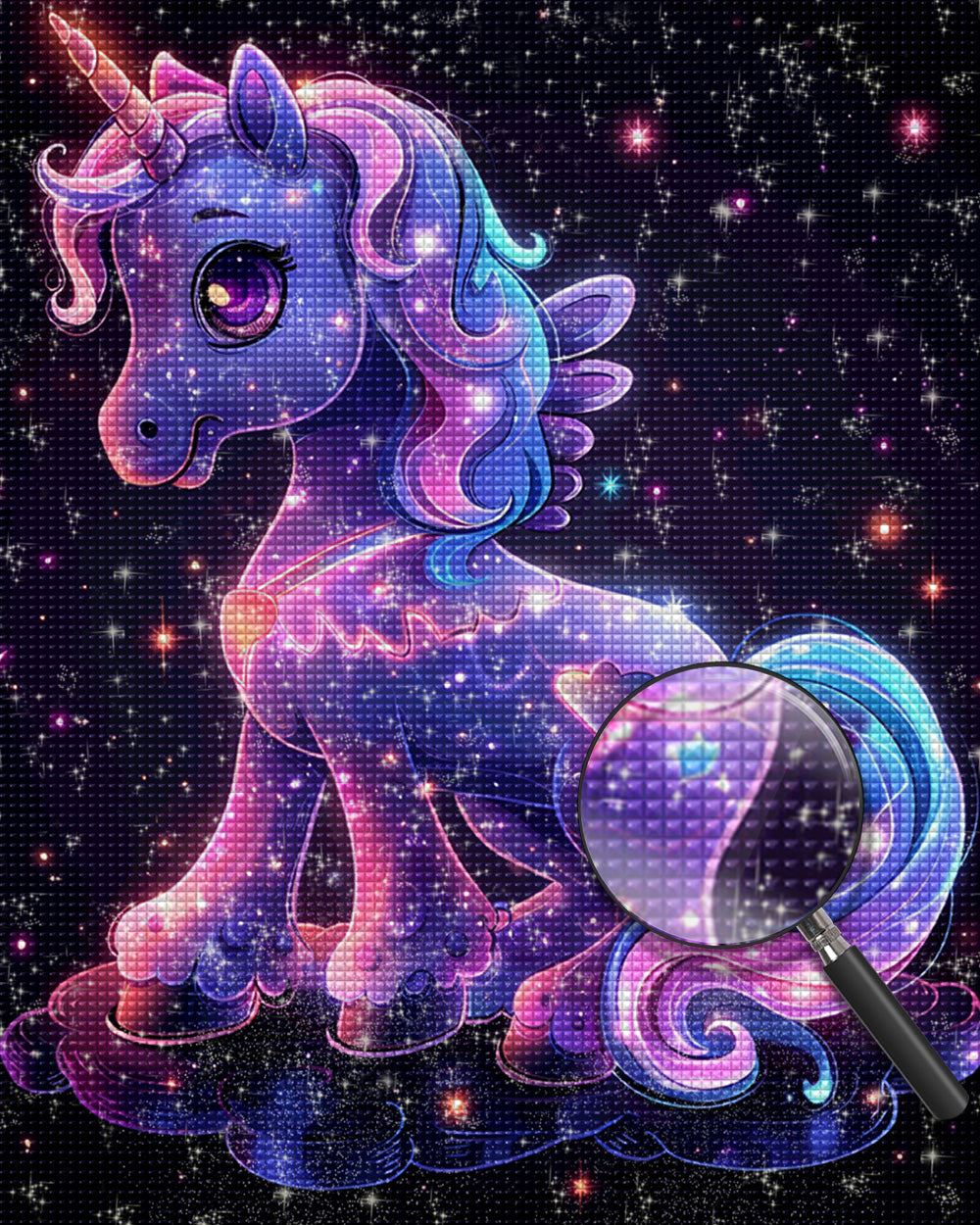 Cartoon Glühendes Lila Einhorn Diamond Painting