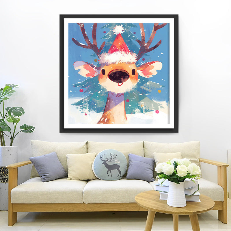 Cartoon Hirsch im Schnee Diamond Painting