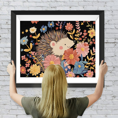 Cartoon Igel mit Blumen Diamond Painting