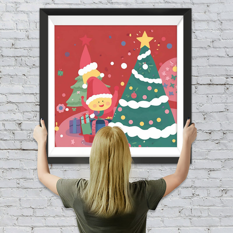 Cartoon Junge und Weihnachtsbaum Diamond Painting