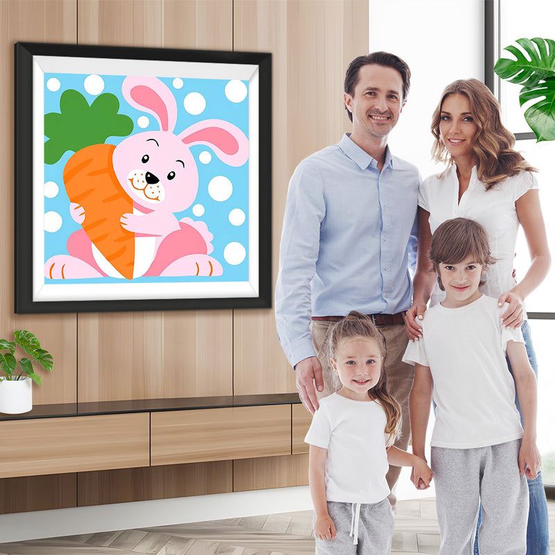 Cartoon Kaninchen und Karotte Diamond Painting