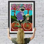Cartoon Katze auf einem Fahrrad Diamond Painting
